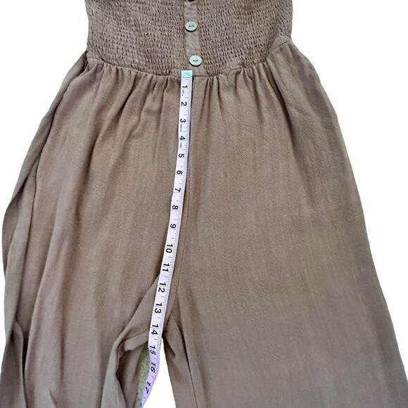 Allie Rose ~ Brown smocked strapless jumper ~ size M ~ cotton/linen blend - Picture 13 of 16